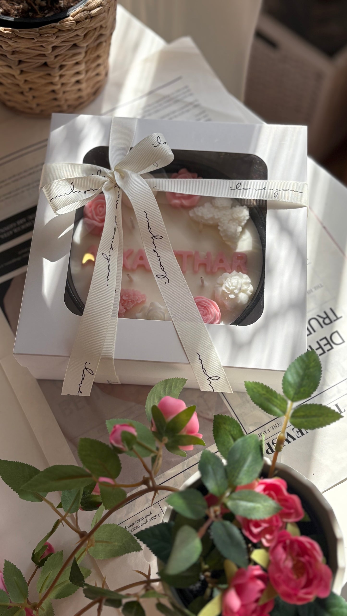 Floral butterfly candle