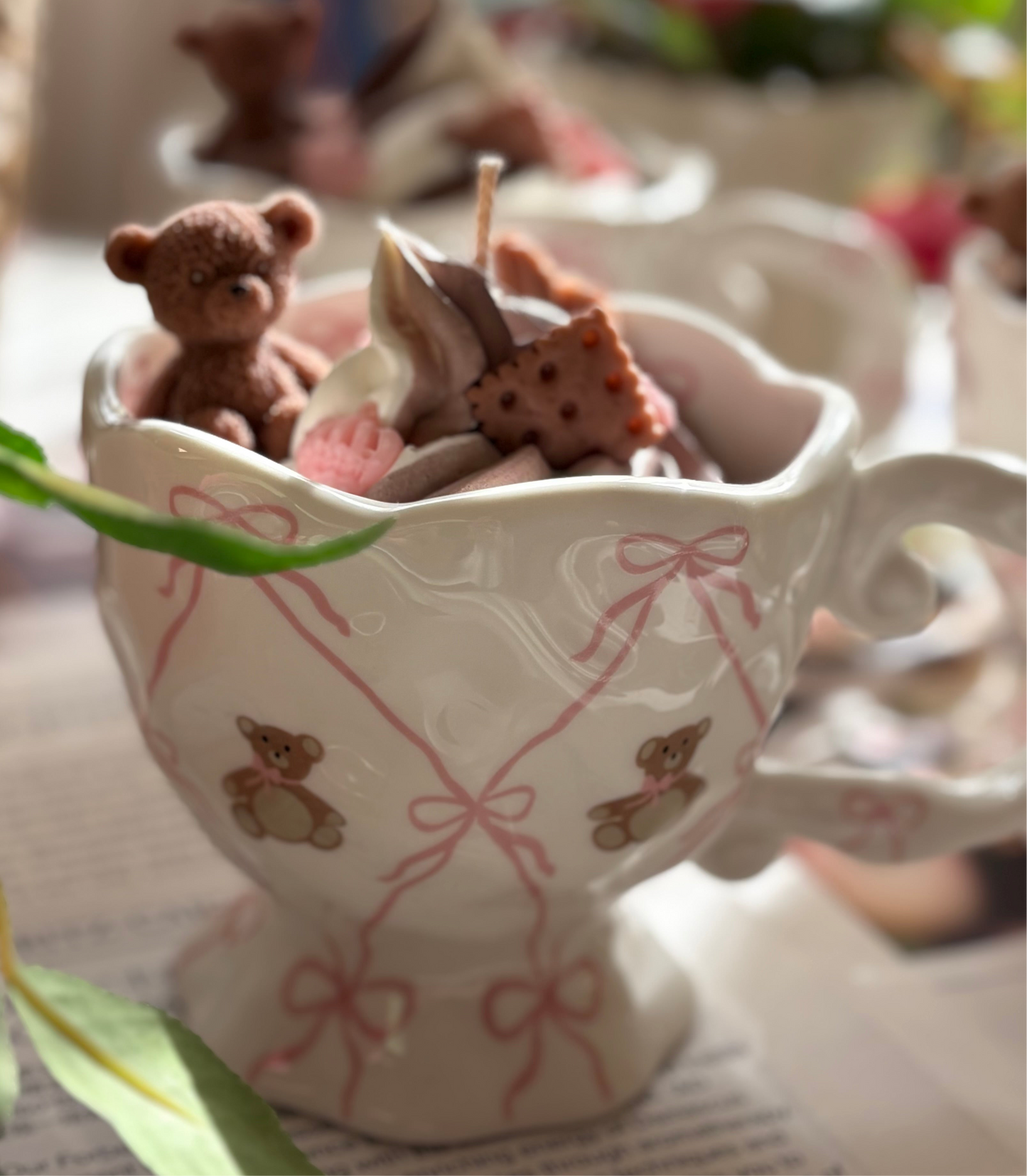Teddy bear candle ice cream