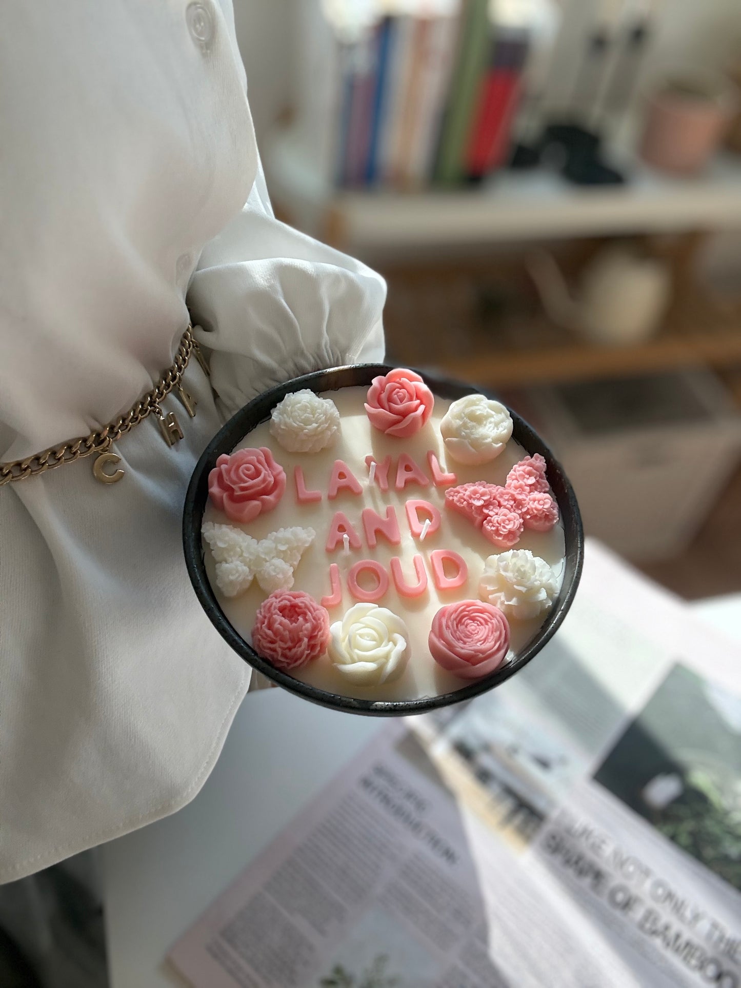 Floral butterfly candle