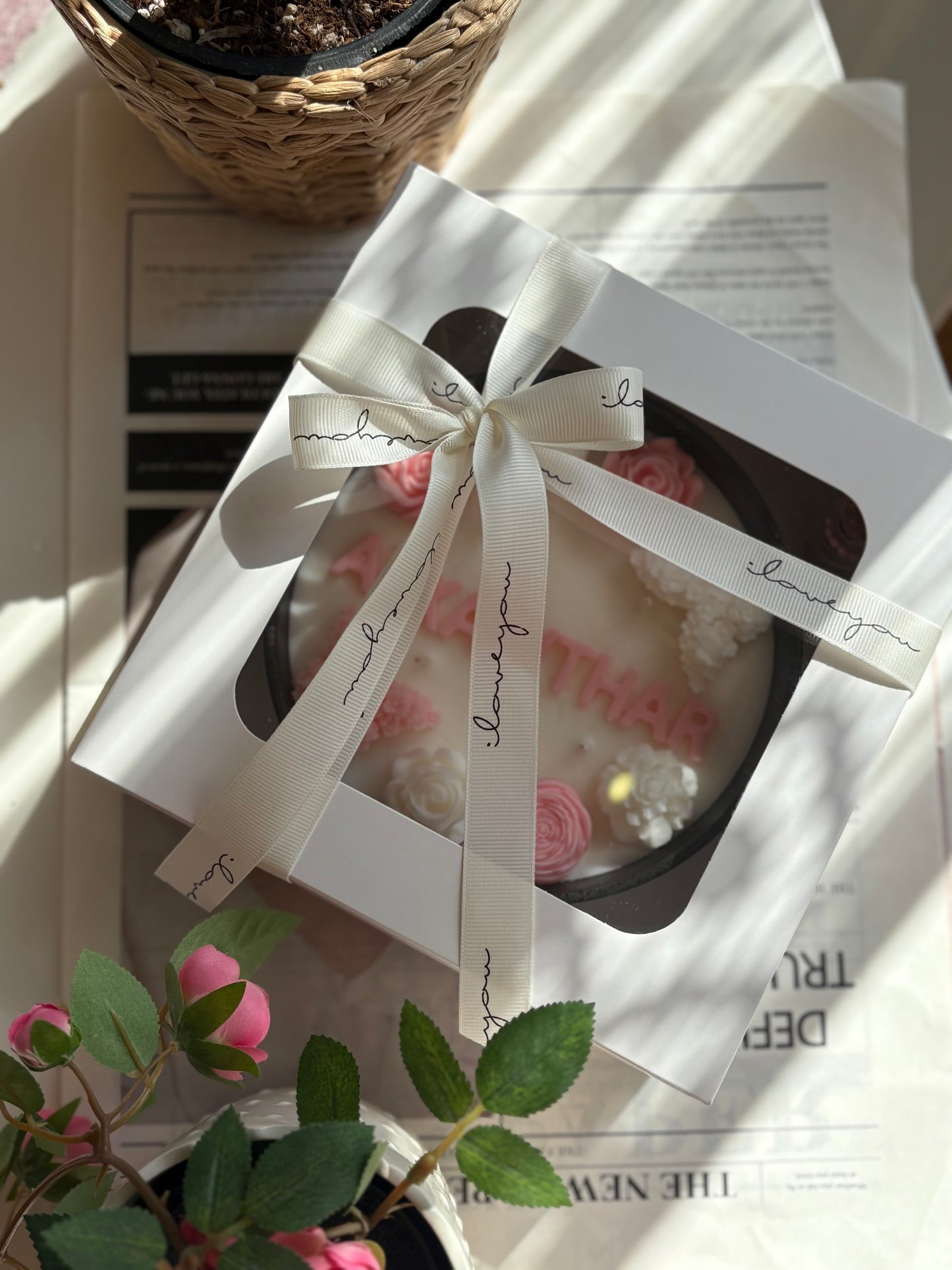 Floral butterfly candle