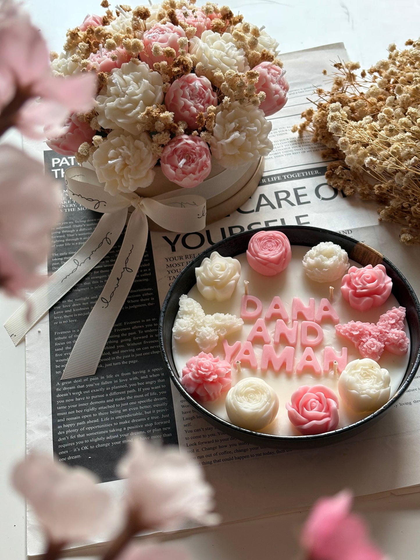 Floral butterfly candle