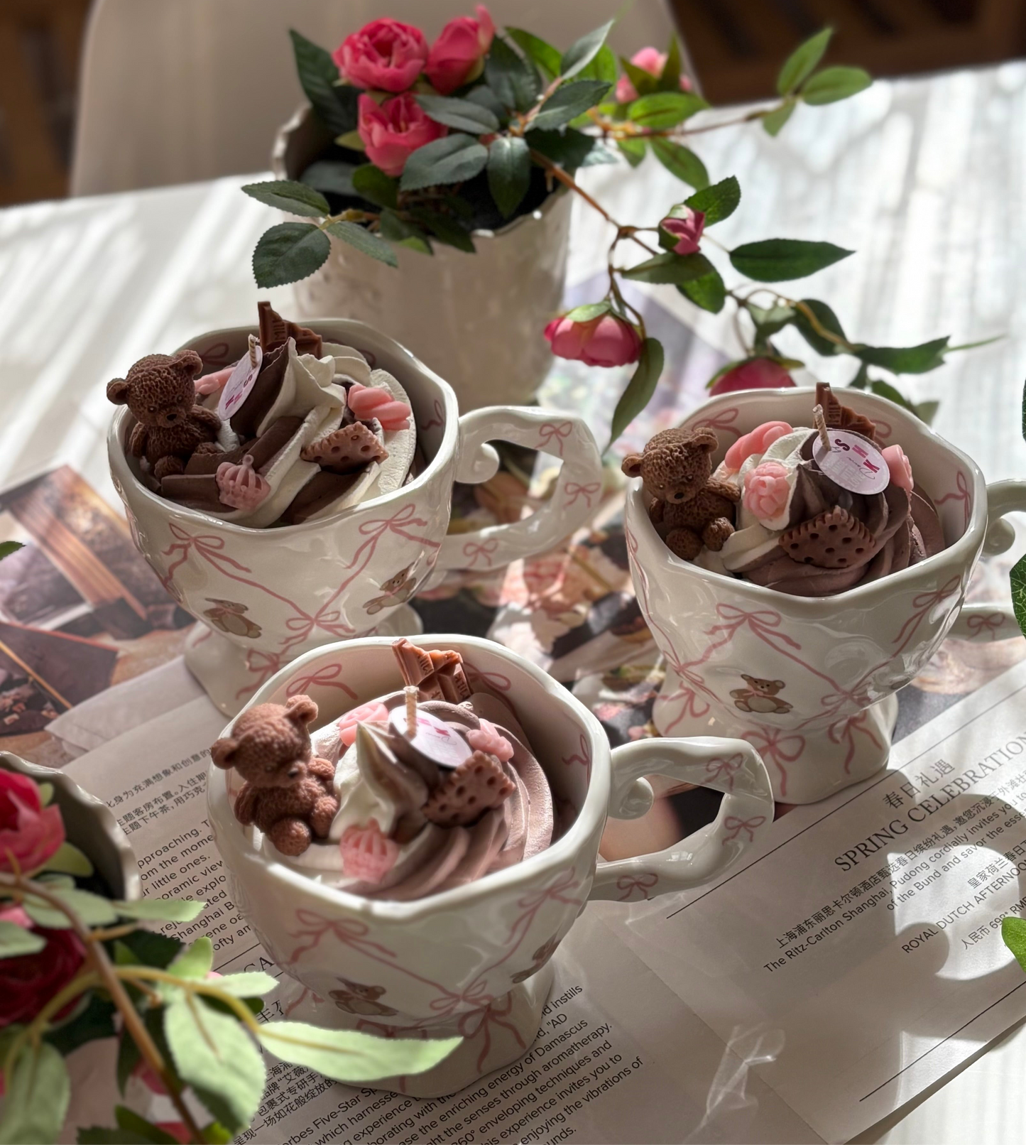 Teddy bear candle ice cream