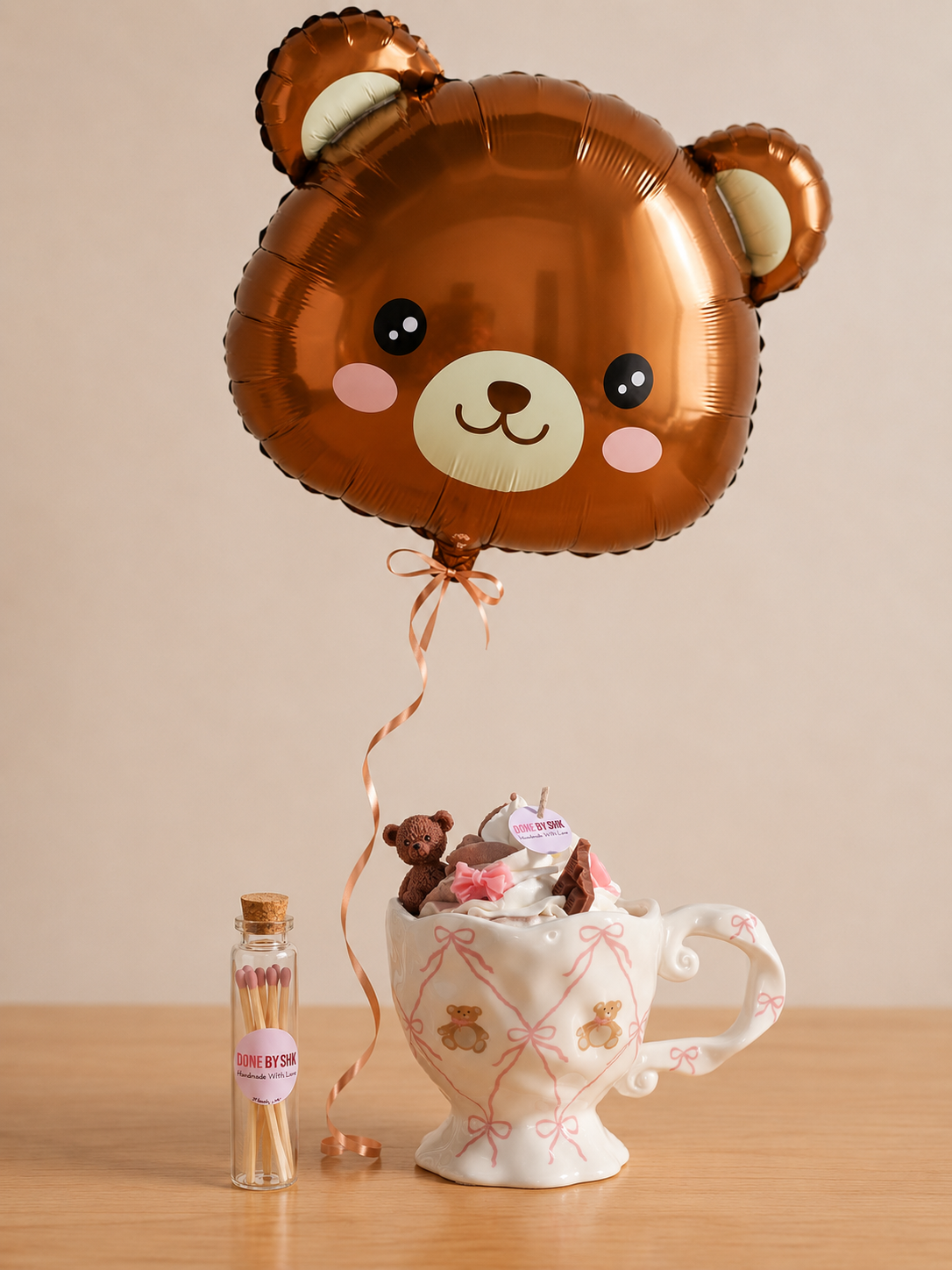 Teddy bear candle ice cream