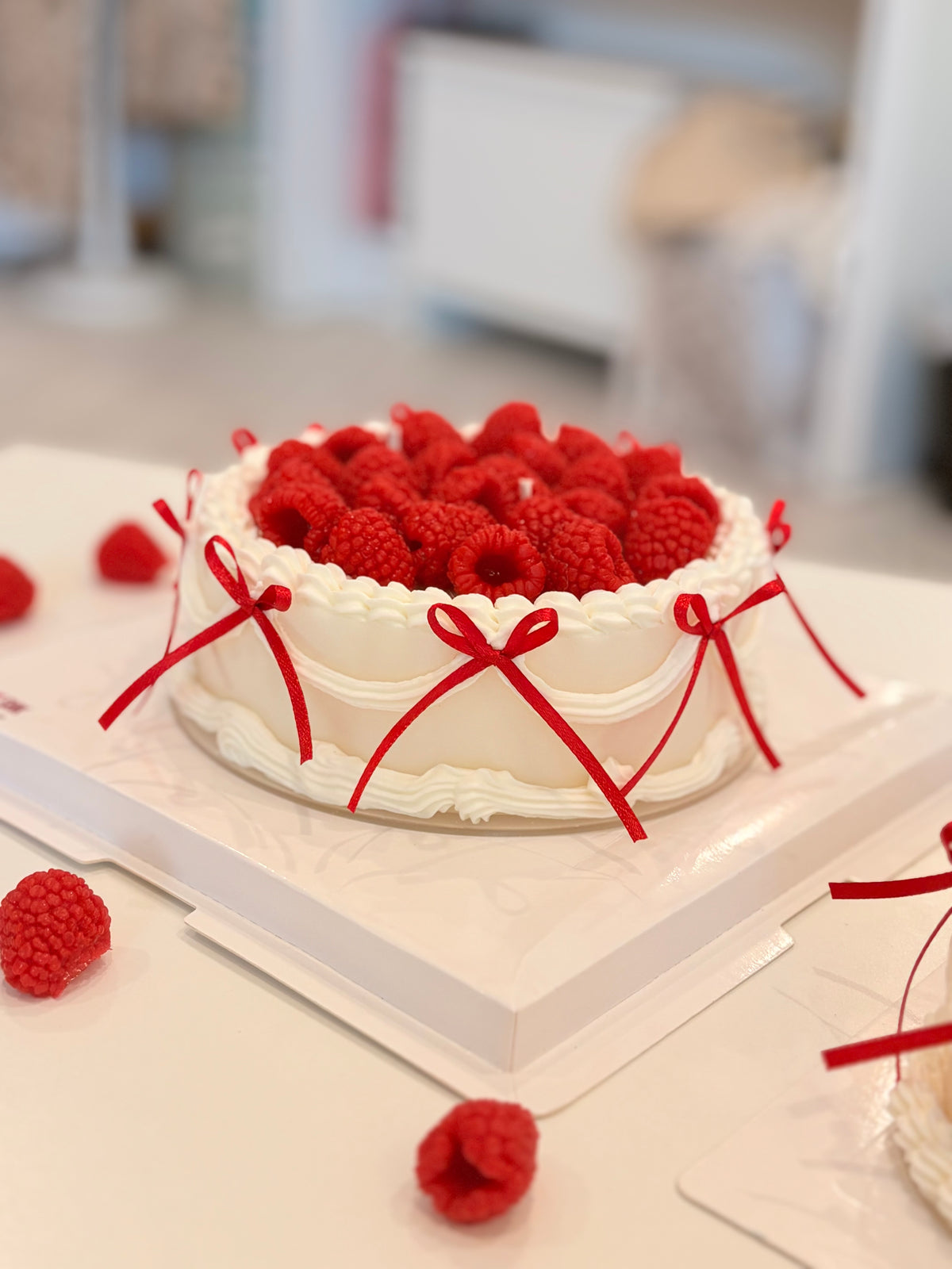 Raspberry candle cake