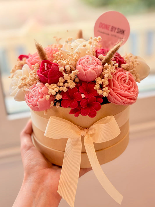 Colorful candle bouquet box