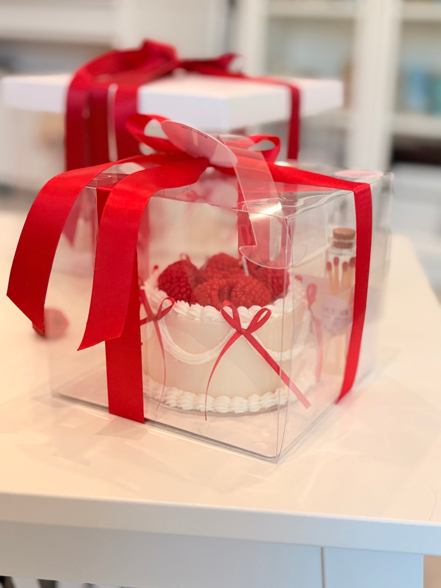 Raspberry candle cake