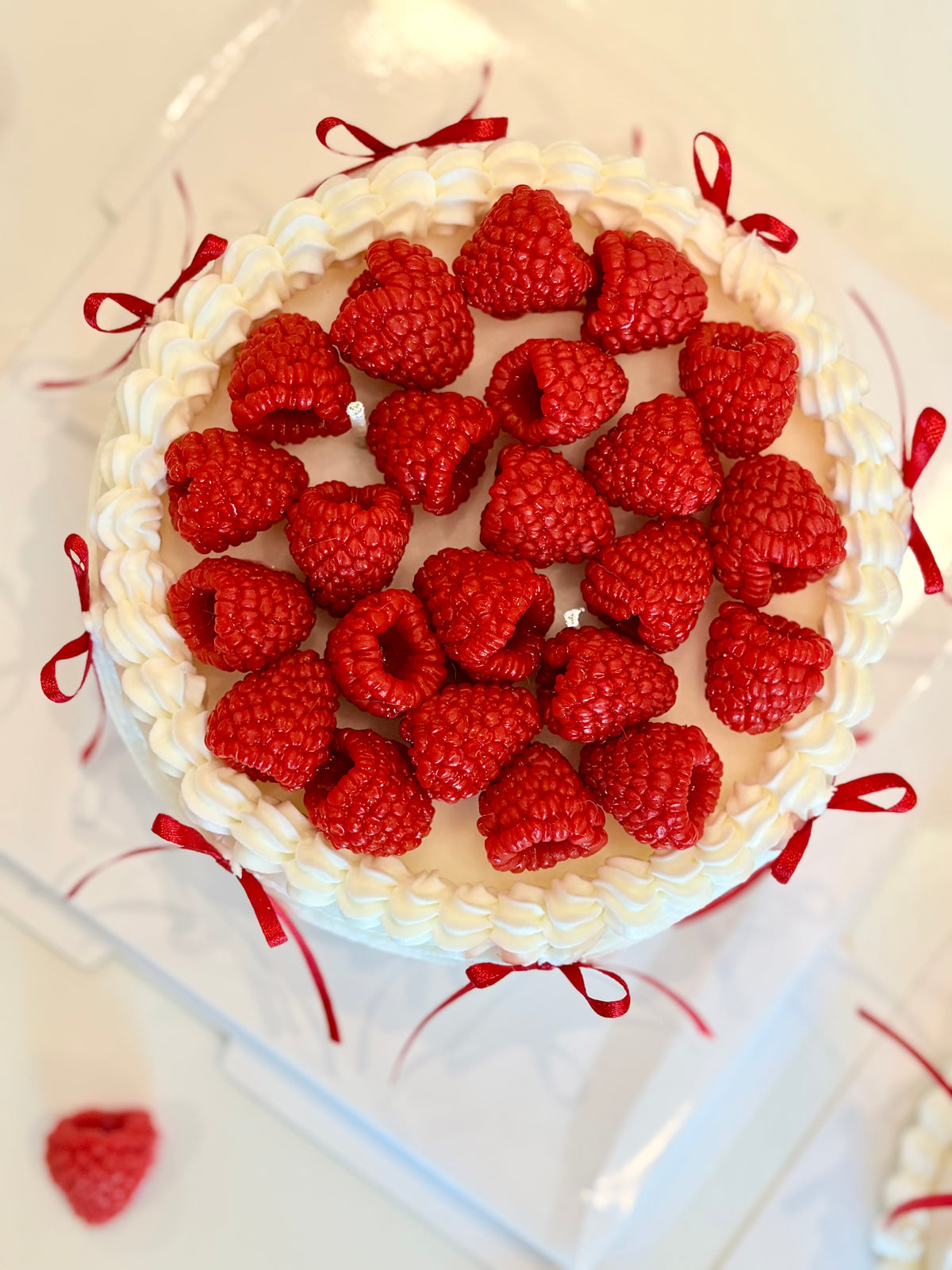 Raspberry candle cake