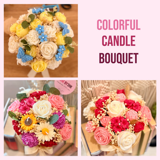 علبة باقة شموع ملونه