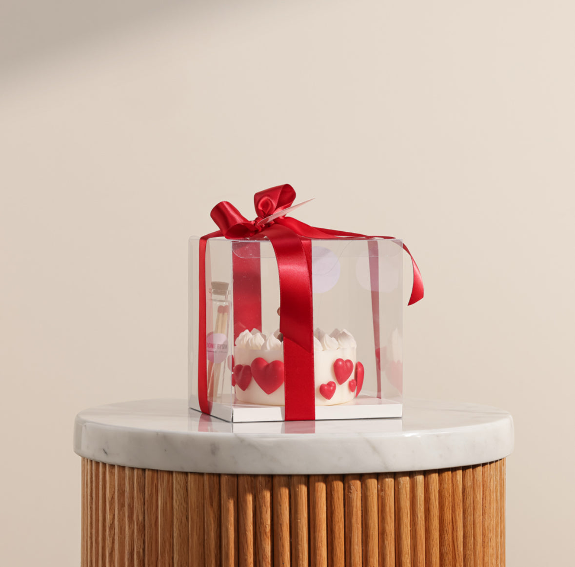 Teddy heart candle cake