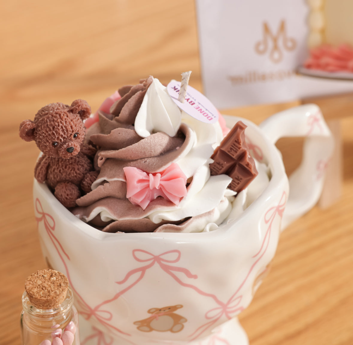 Teddy bear candle ice cream