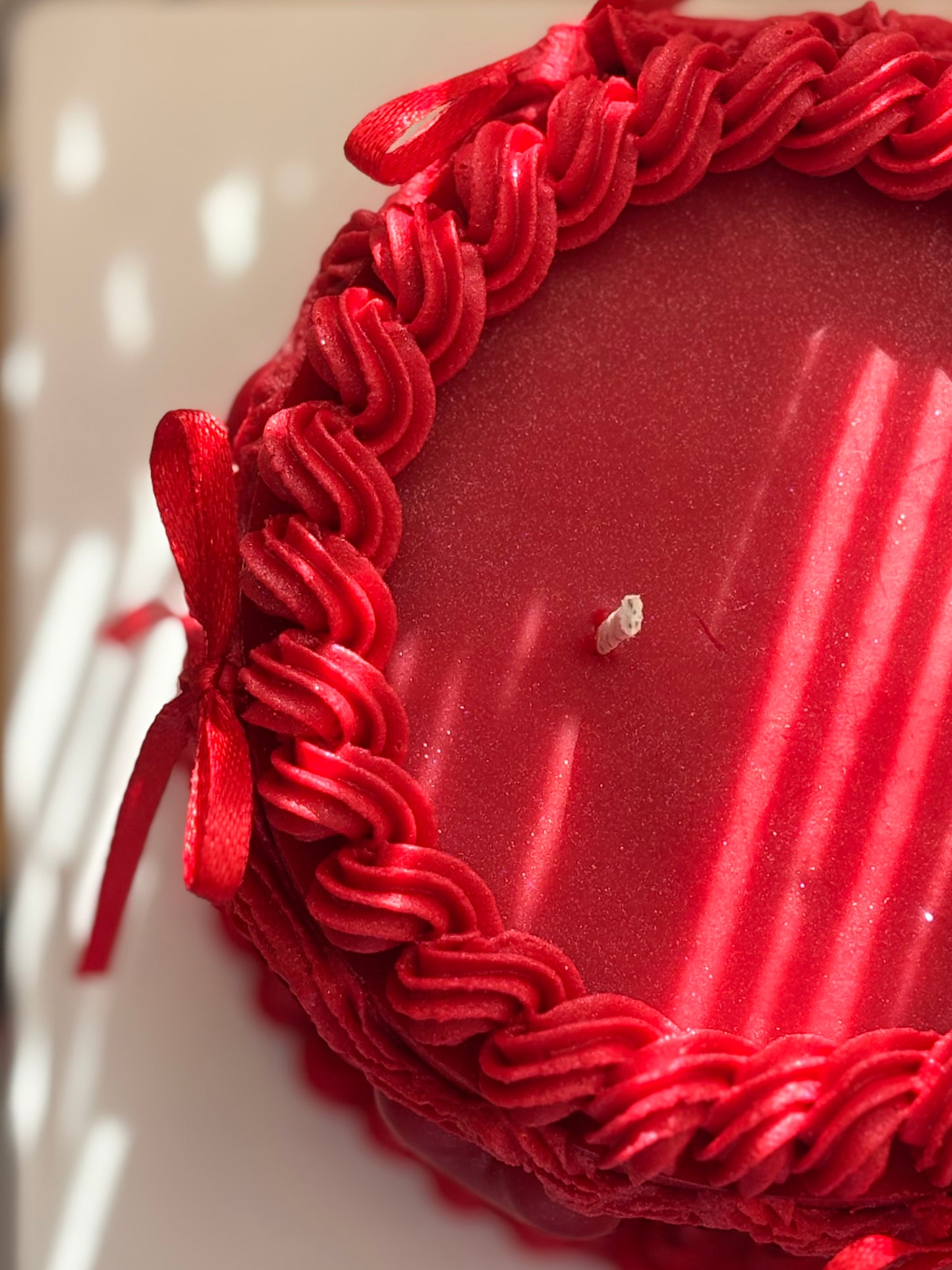 Red love candle cake
