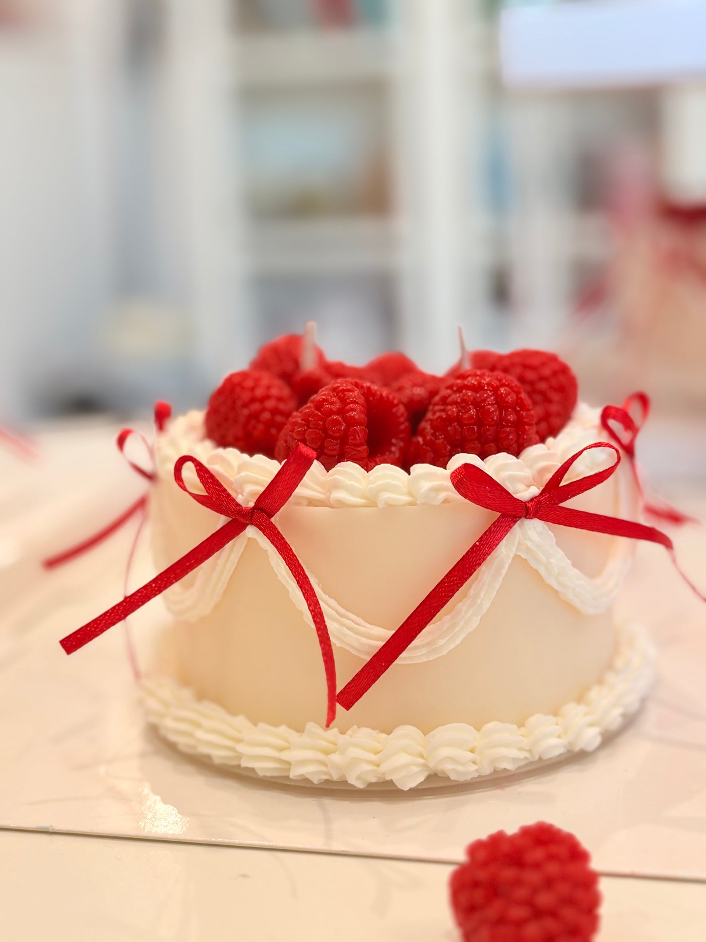 Raspberry candle cake
