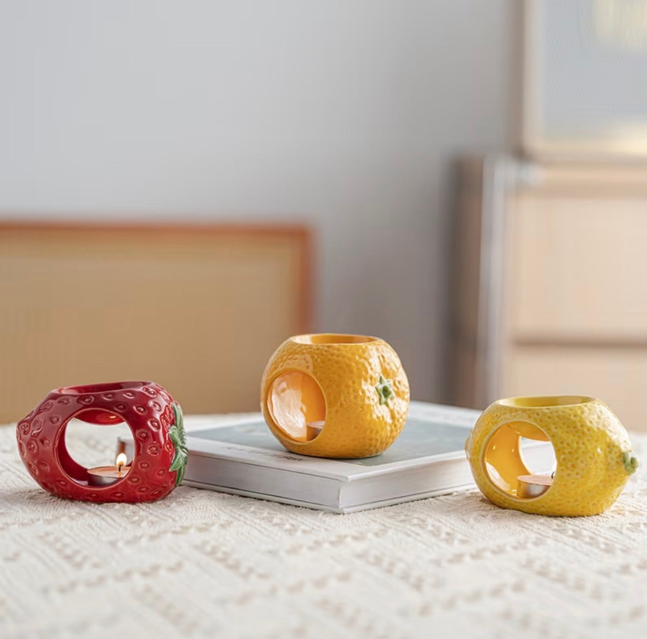 Ceramic fruit shaped wax melter