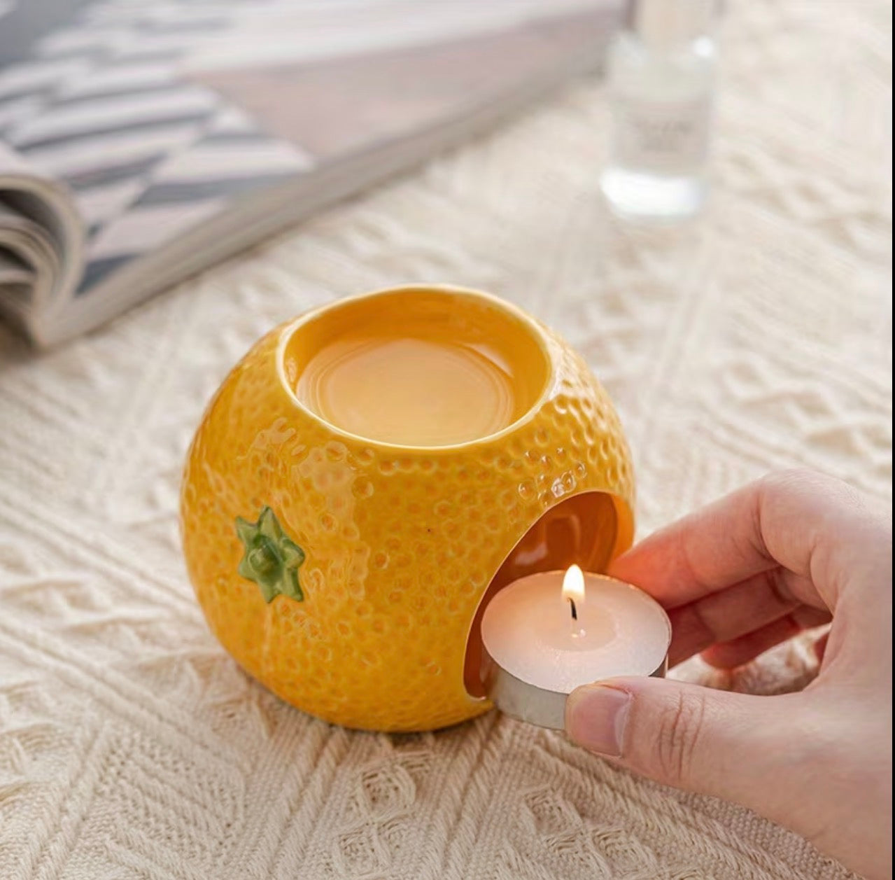Ceramic fruit shaped wax melter