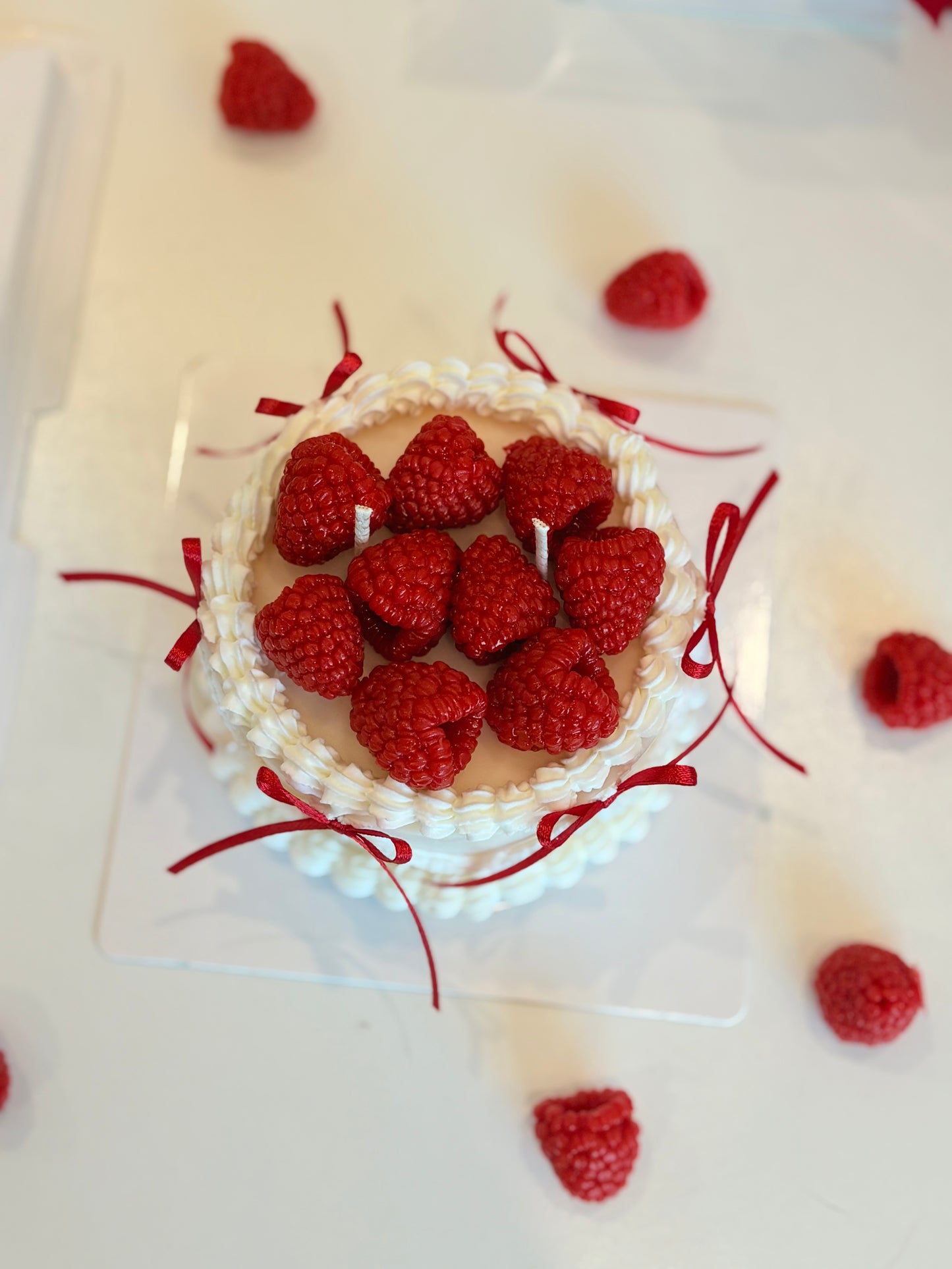 Raspberry candle cake