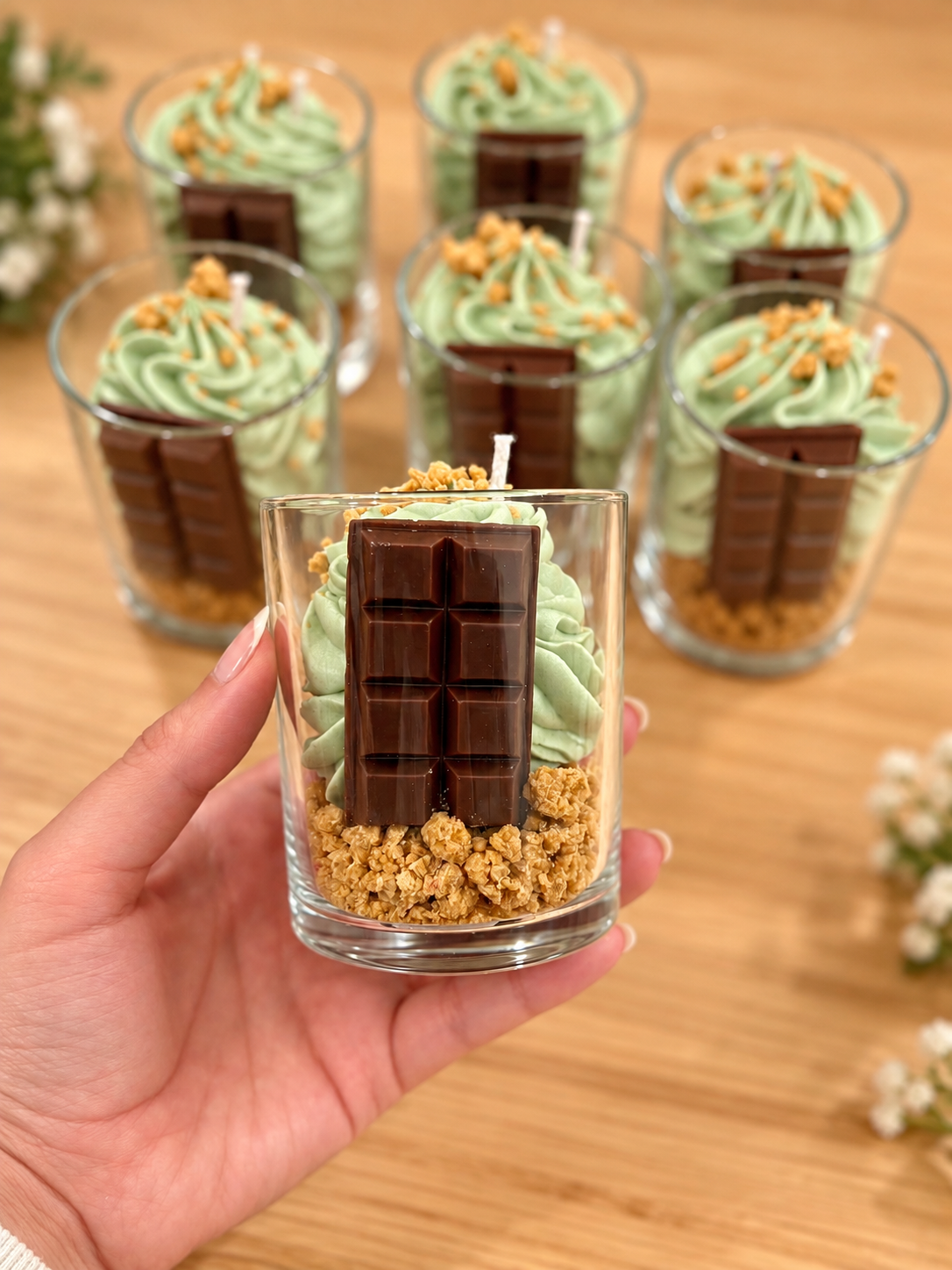 Pistachio chocolate candle