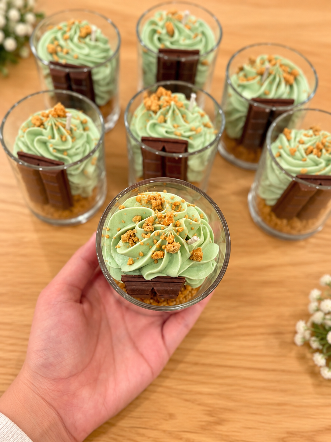 Pistachio chocolate candle