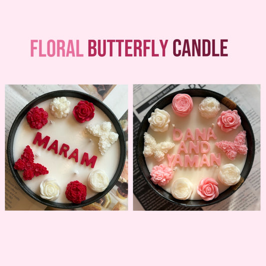 Floral butterfly candle